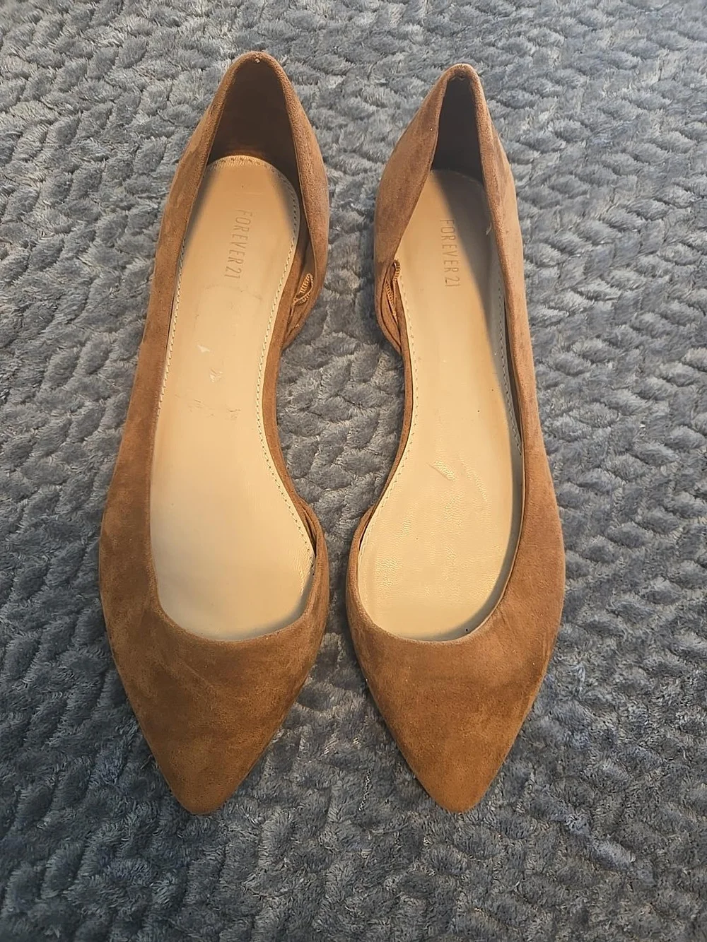 Forever 21 Women’s Tan Pointed Toe D’Orsay Flats Size 7.5